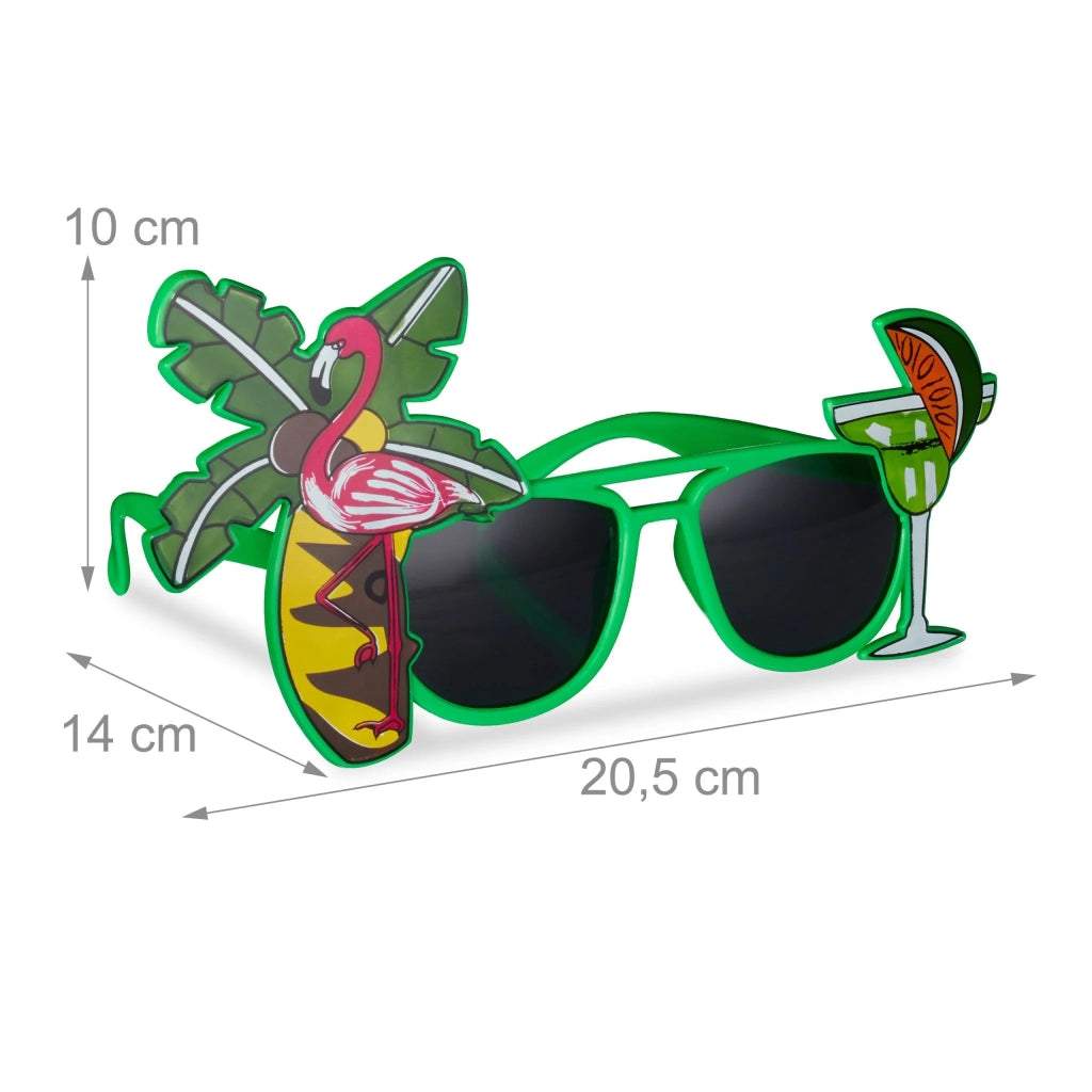 Occhiali da travestimento divertenti tropicali 10 x 20,5 x 14 cm in plastica verde 13_0004178