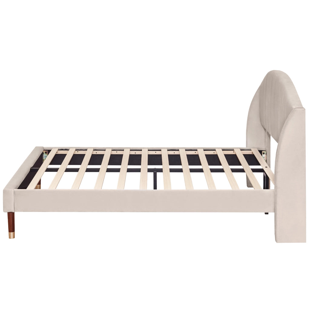 letto imbottito velluto beige 140 x 200 cm