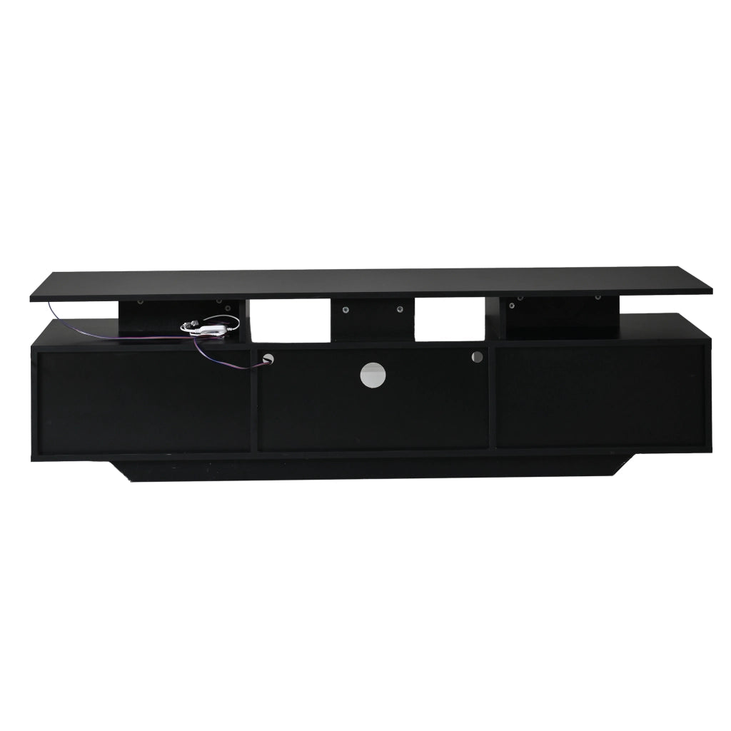 Mobile TV con LED controllabile tramite app; 160 x 40 x 45 cm; MDF nero; 8 vani