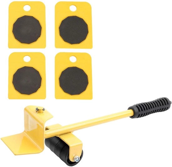 Strumento di sollevamento per mobili - Capacità di sollevamento 150 kg - Giallo - Set di trasporto per mobili - Trasporto di oggetti pesanti