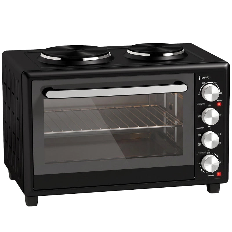 Mini forno da 36 litri con 2 piastre, forno elettrico da tavolo con convezione, 90¨C230 ¡ãC