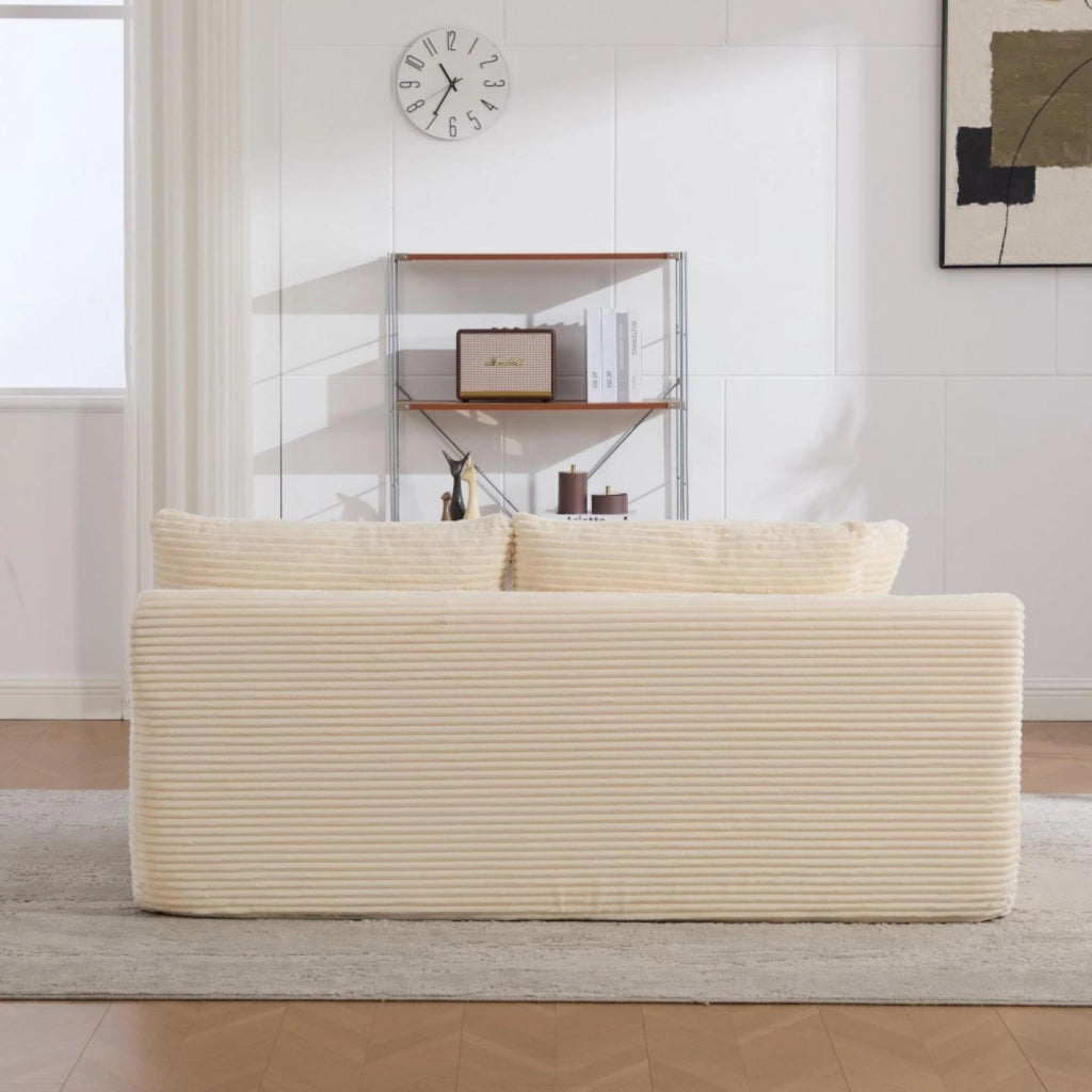 Divano compatto, divano modulare, tessuto chenille, schiuma ad alta elasticità 30D, base antiscivolo, 2 posti, bianco avorio