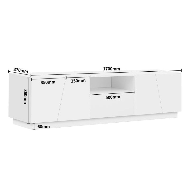 Mobile TV moderno 170 cm bianco con ante segmentate