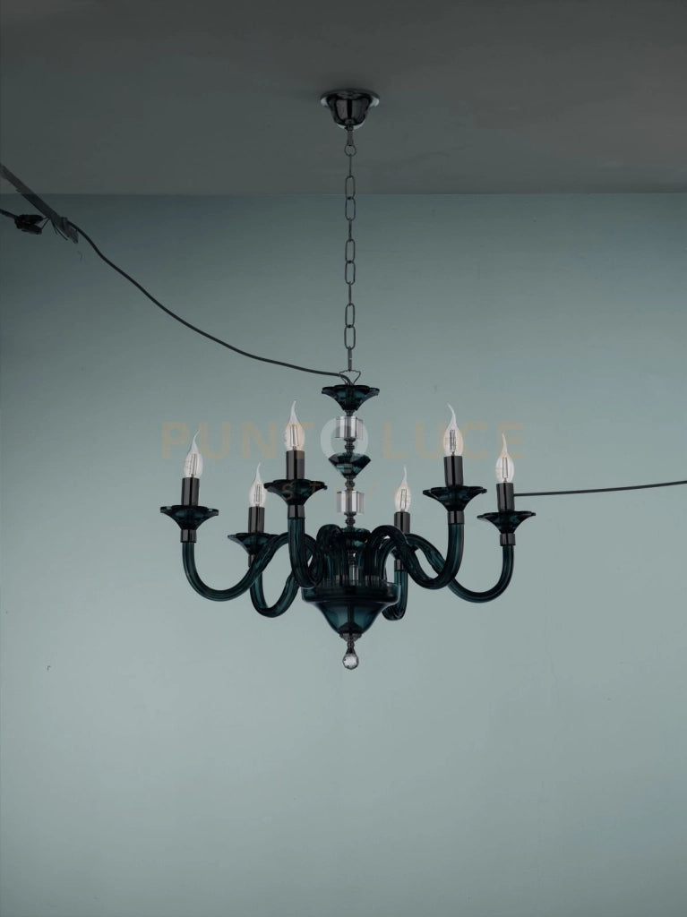 LAMPADARIO GALA 6 LUCI ATTACCO E14 OTTANIO E CROMO D.72CM
