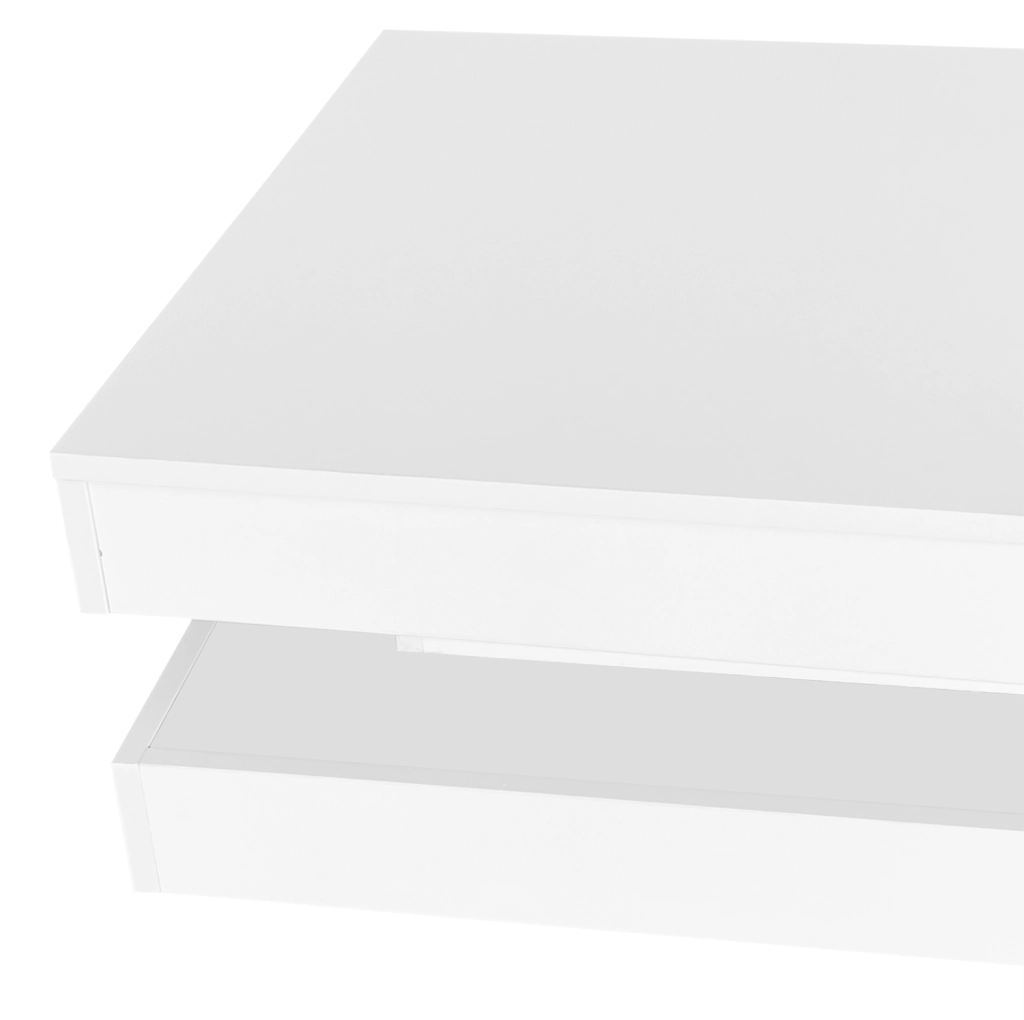 Tavolino da caffè quadrato bianco lucido 70x70x36 cm con piano girevole a 360° e LED