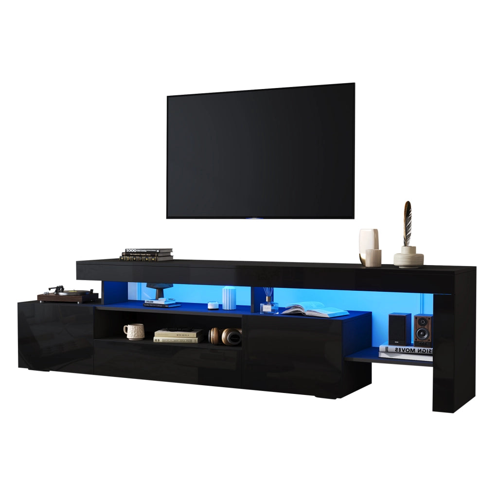 Mobile TV LED 192 x 37 x 53 cm nero lucido per TV fino a 85 pollici