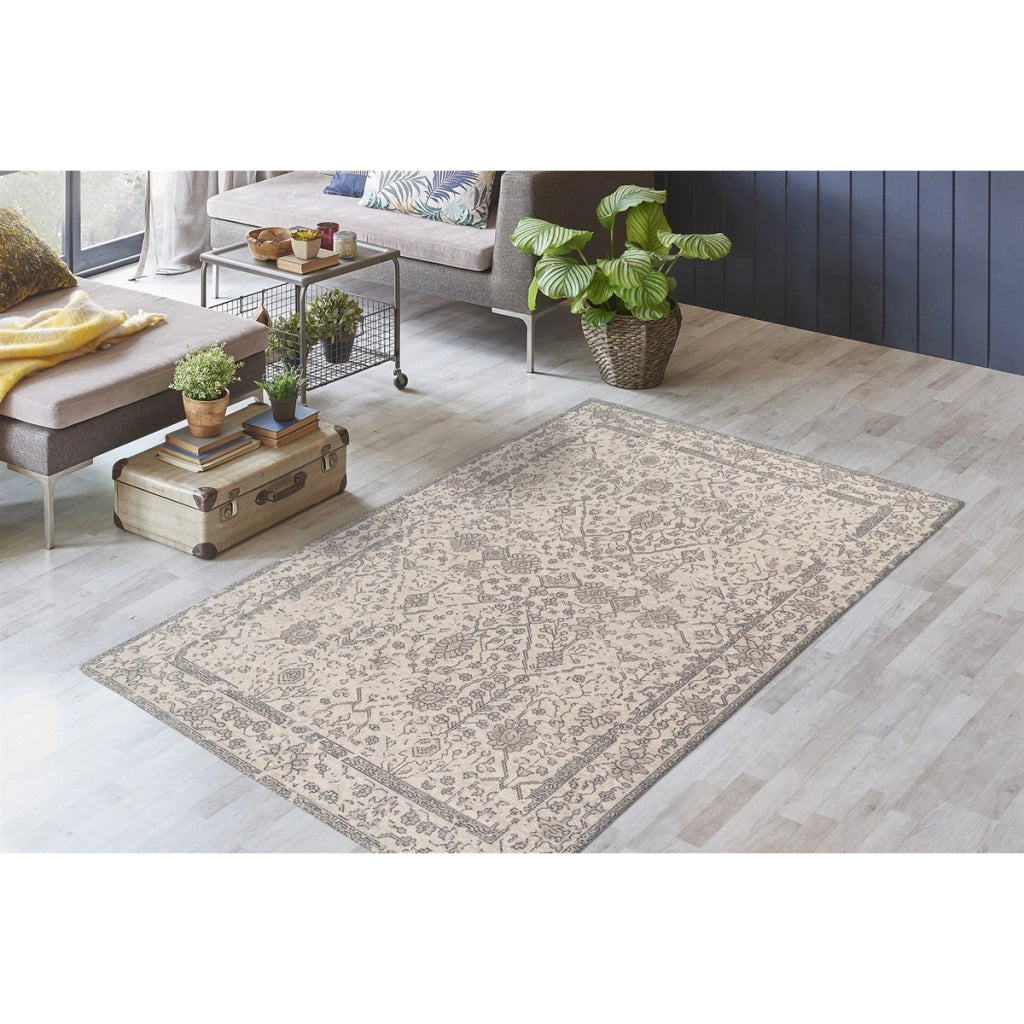 Tappeto Percy 100 in Cotone e Poliestere Crema