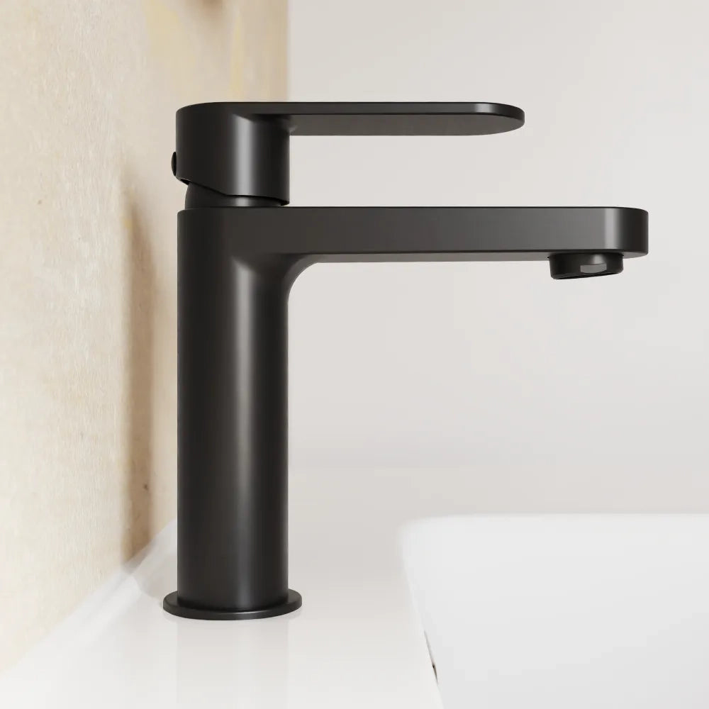 Set miscelatori lavabo 16cm bidet miscelatore esterno vasca nero opaco | Margot