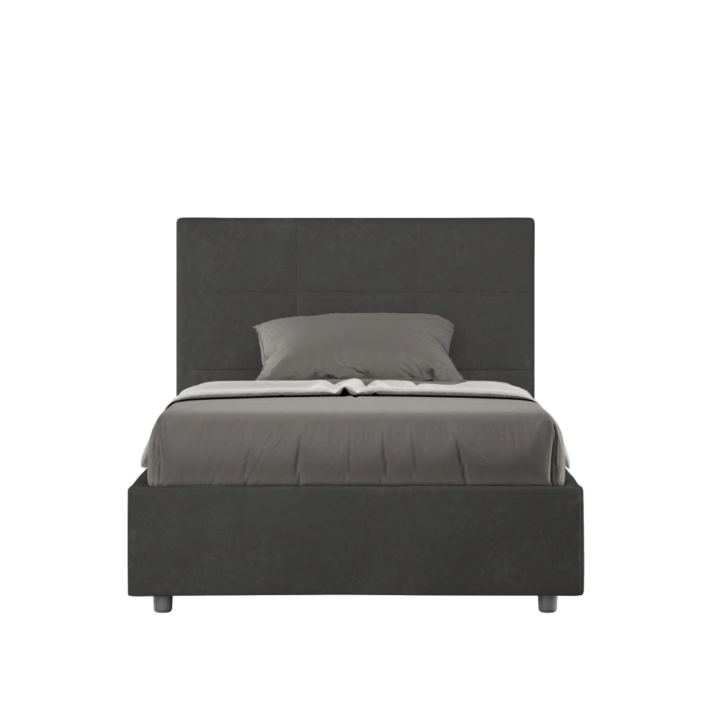 BS COM Letto una piazza e mezza contenitore imbottito 120x190 microfibra grigio
