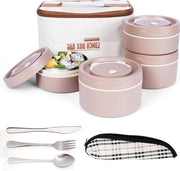 Set di contenitori termici portatili con utensili - Borse termiche in acciaio inossidabile - Contenitori bento impermeabili - Adulti/Studenti - Miele