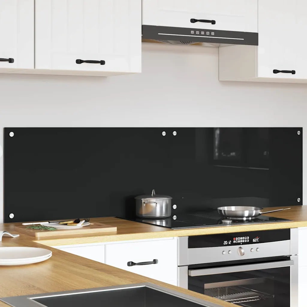 Schienale da cucina 2 pcs Nero 80 x 40 cm vetro temperato 3415545