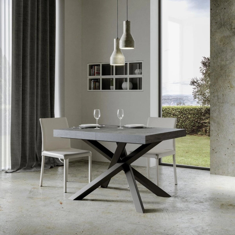Tavolo allungabile 90x120/224 cm Volantis telaio Antracite - Cemento