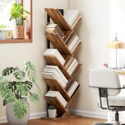 Libreria ad albero a 9 ripiani marrone rustico 50x24x136 cm