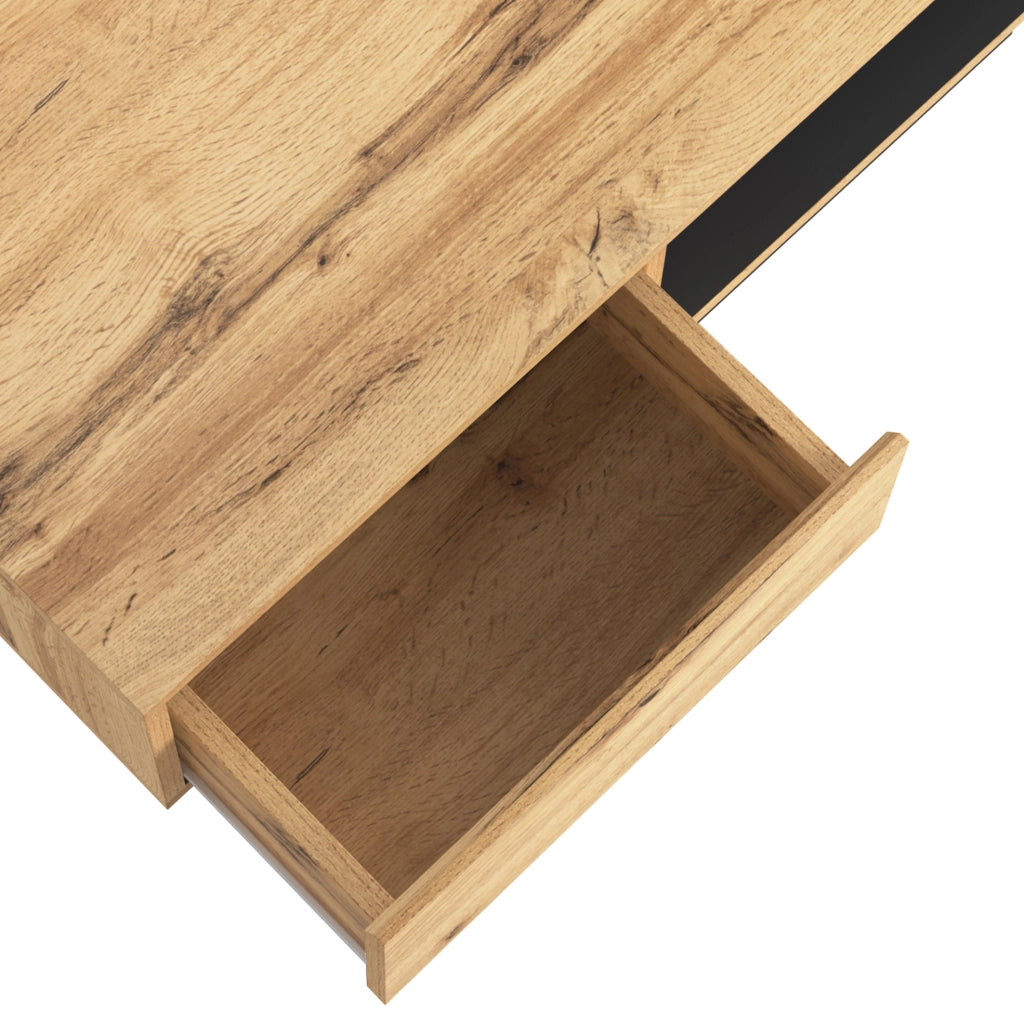 Tavolino da caffè effetto rovere con cassetto e vani portaoggetti, 100 x 47 x 60 cm