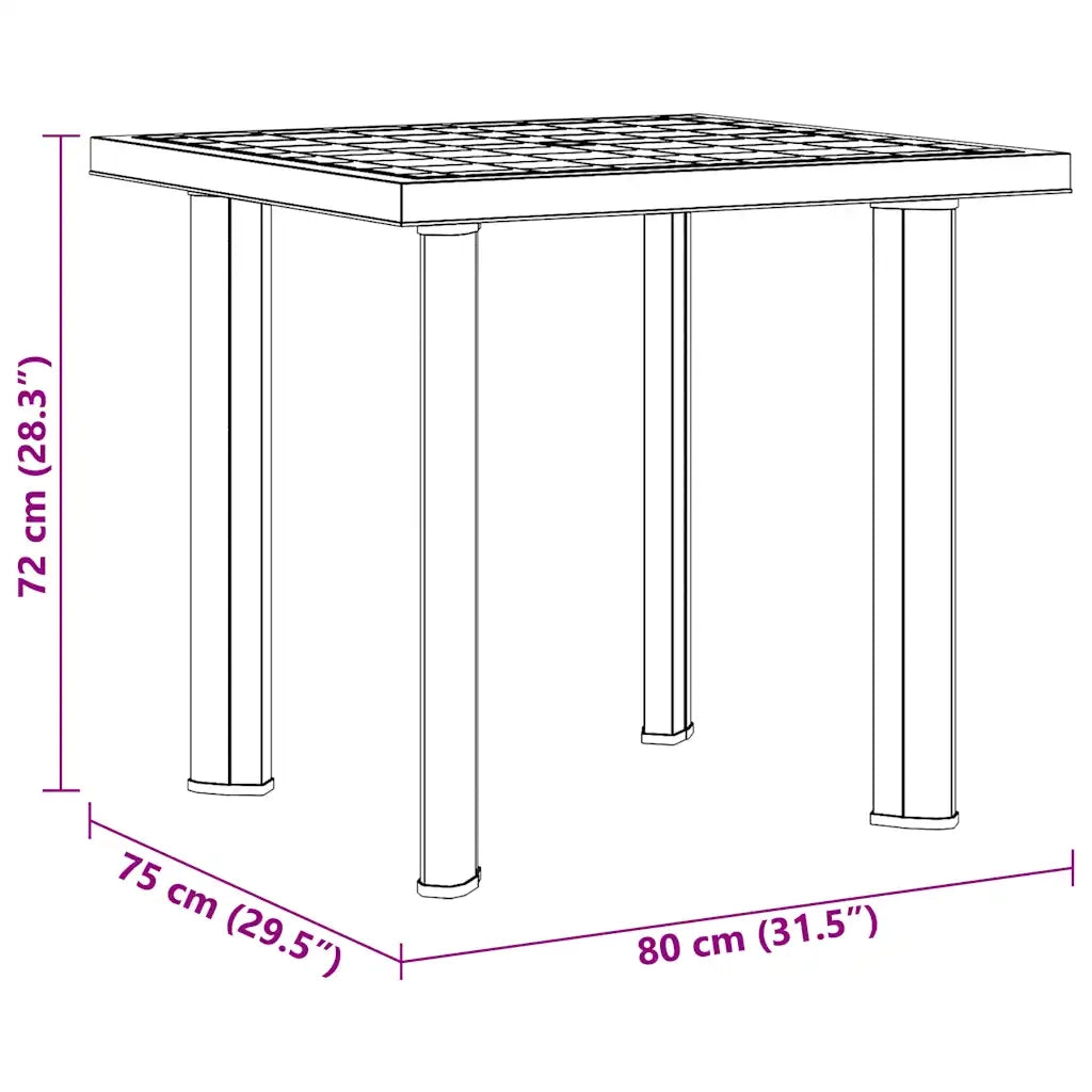 Tavolo da Giardino | Tavolino da esterno Antracite 80x75x72 cm in Plastica