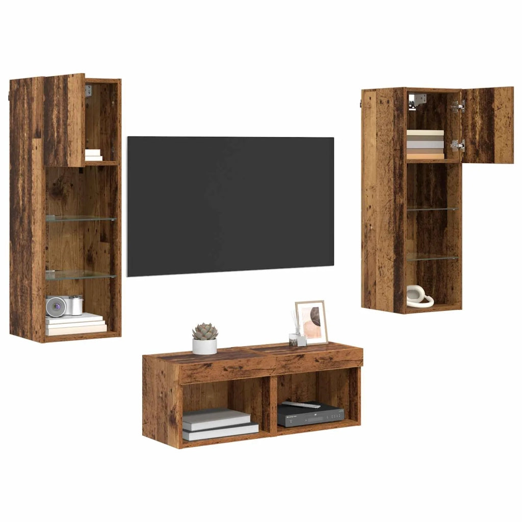 Mobiletti TV da Parete 4 pz-Set di 4 Credenza per TV sospesa Rovere artigianale 40 x 30 x 30 cm