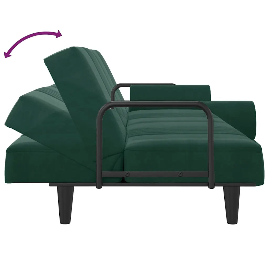 Divano letto | Sof¨¤ letto | Letto singolo con Braccioli Verde Scuro in Velluto