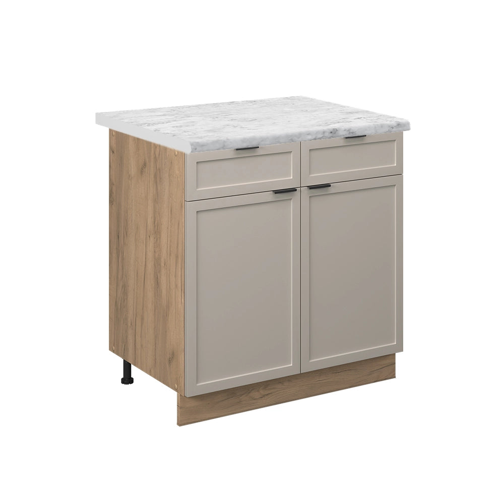 Mobiletto base per cucina Fame-Line GrigioBeige/Rovere dorato 80 cm, PL Marmo Vicco