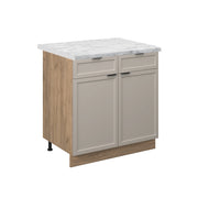 Mobiletto base per cucina Fame-Line GrigioBeige/Rovere dorato 80 cm, PL Marmo Vicco