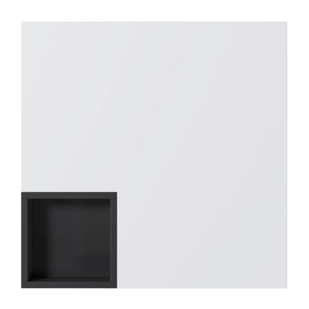 Tavolino da caffè 72x72x30 cm in truciolare lucido bianco e nero con box portaoggetti e LED