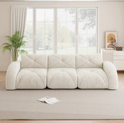 Divano modulare senza braccioli in chenille; 3 posti; beige chiaro