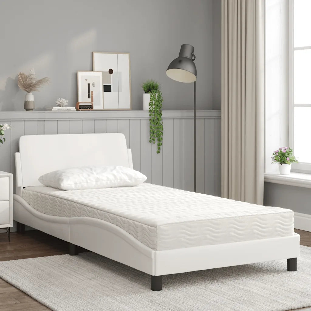 Letto con Materasso Dover Bianco 100x200 cm in Similpelle 3208358