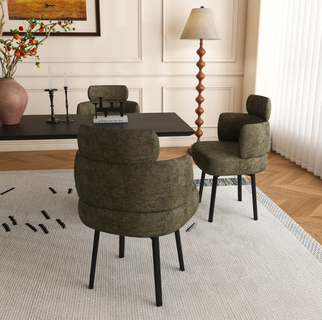 SEDIA girevole 360° con braccioli 60x56x53 cm in chenille verde oliva