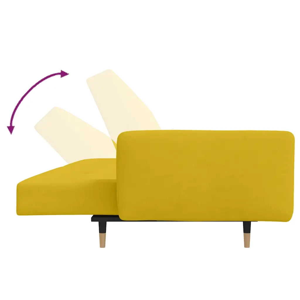Divano letto | Sof¨¤ letto | Letto singolo a 2 Posti con 2 Cuscini Giallo in Velluto