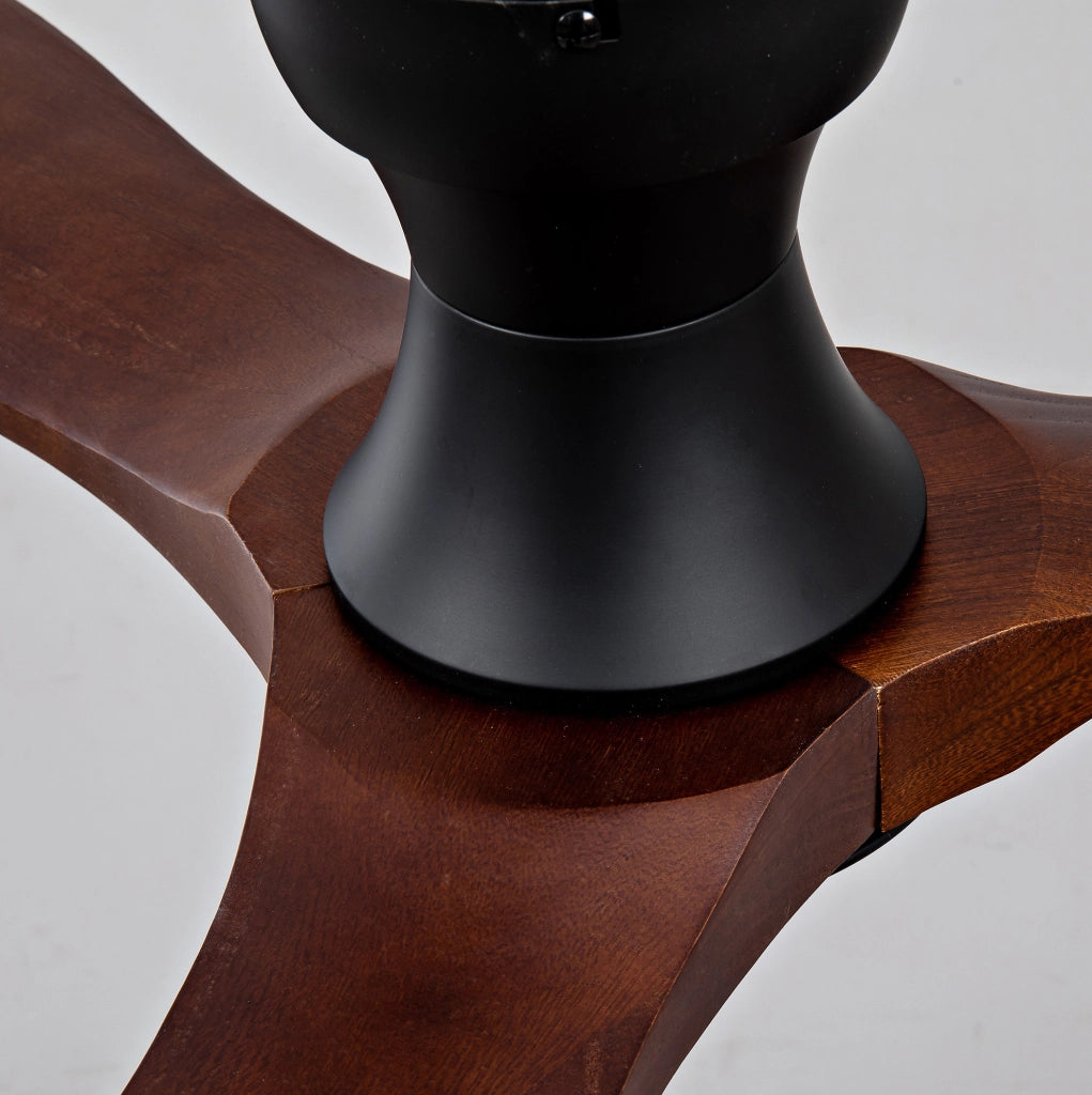 Ventilatore da soffitto 36" con pale in legno massello, illuminazione LED regolabile e telecomando, 6 velocità, rotazione avanti/indietro