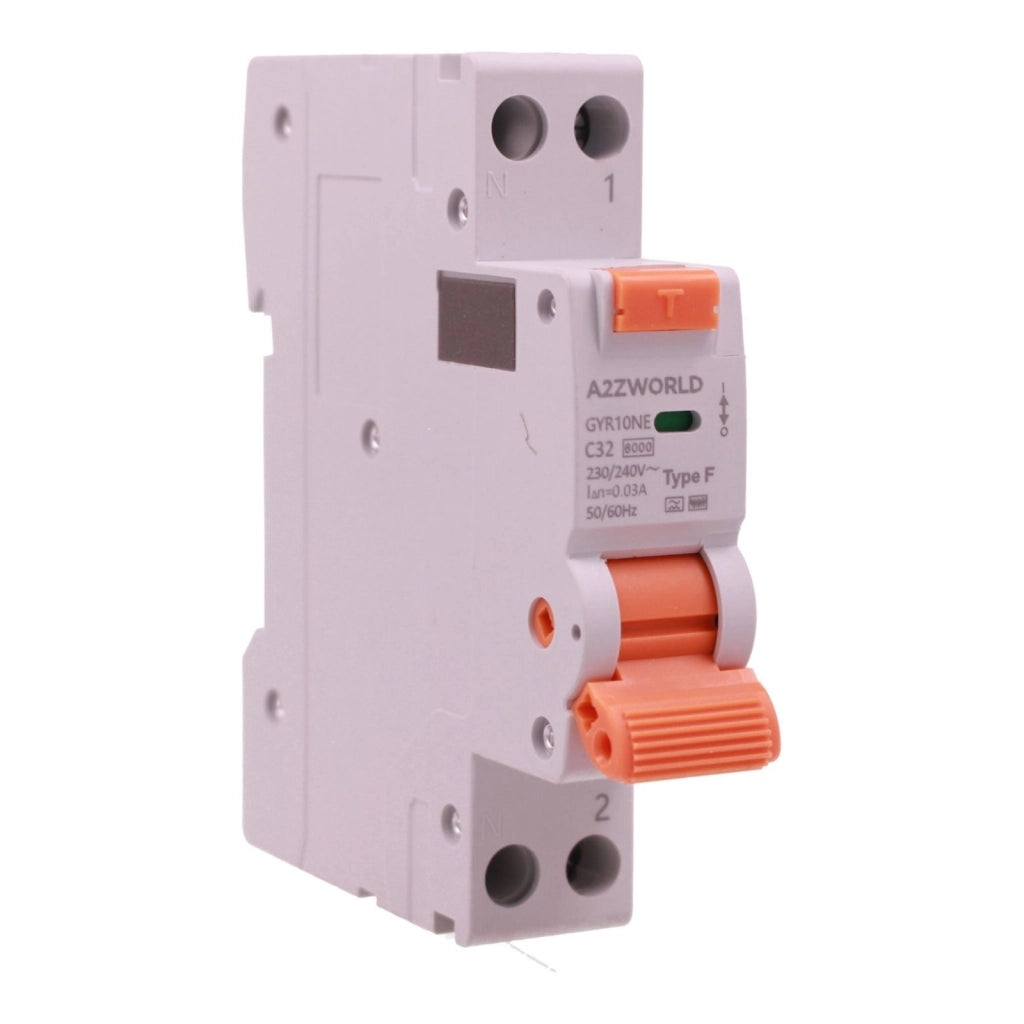 RCBO Interruttore Magnetotermico Differenziale Tipo F Slim 1 Modulo DIN, Curva C 1P+N 6000A 30mA AC 230V IP20, Corrente Disponibili 6A 10A 16A 20A 25A 32A 40A (C32A)