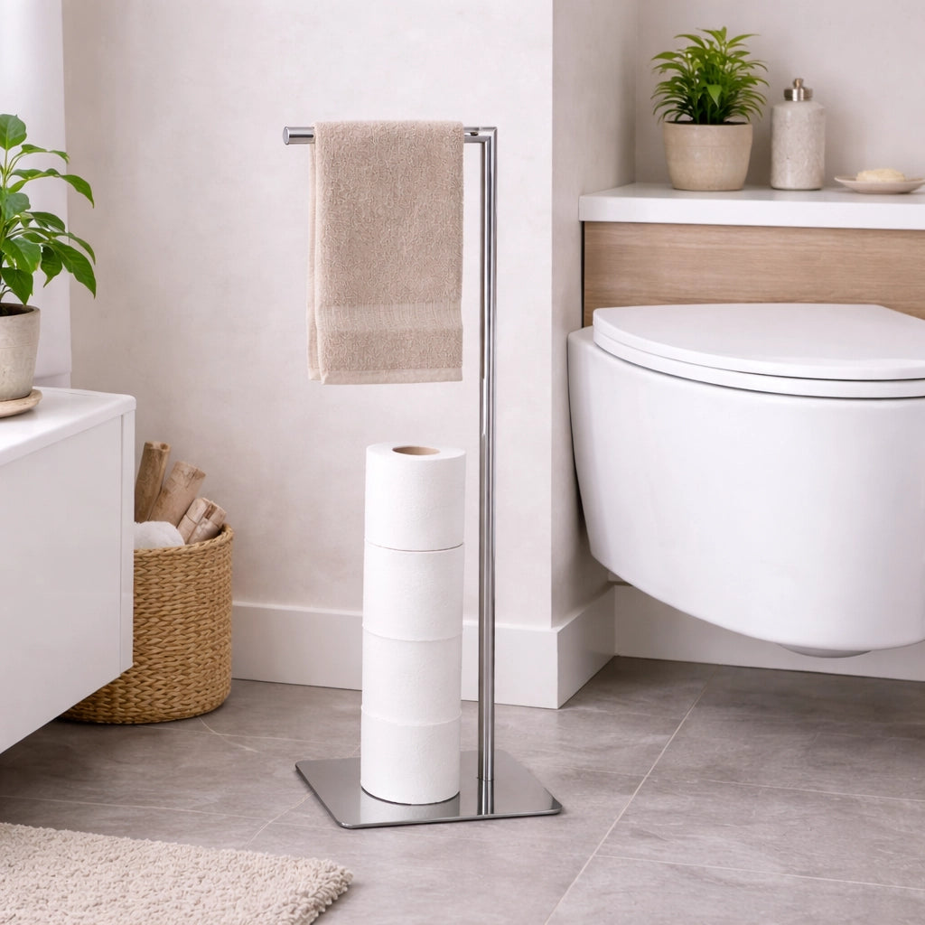 Piantana Porta Rotolo Porta Asciugamani da Bagno Porta Carta Igienica 87747