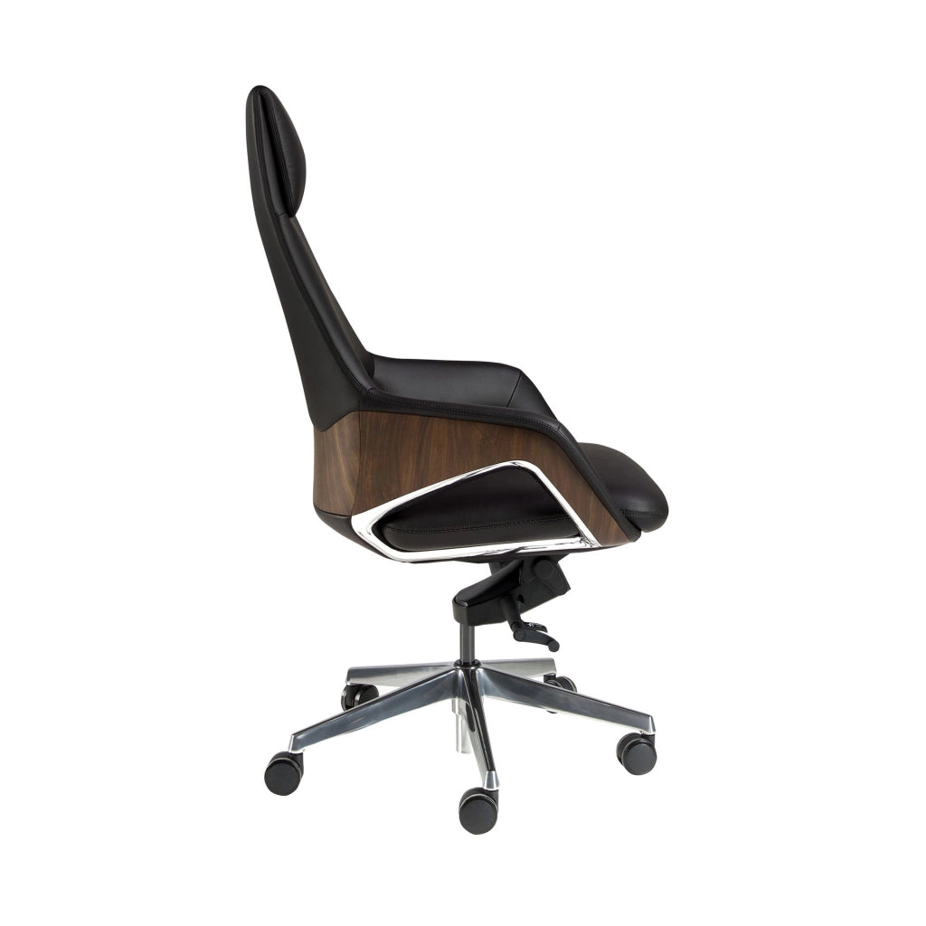 Sedia girevole da ufficio in similpelle nera