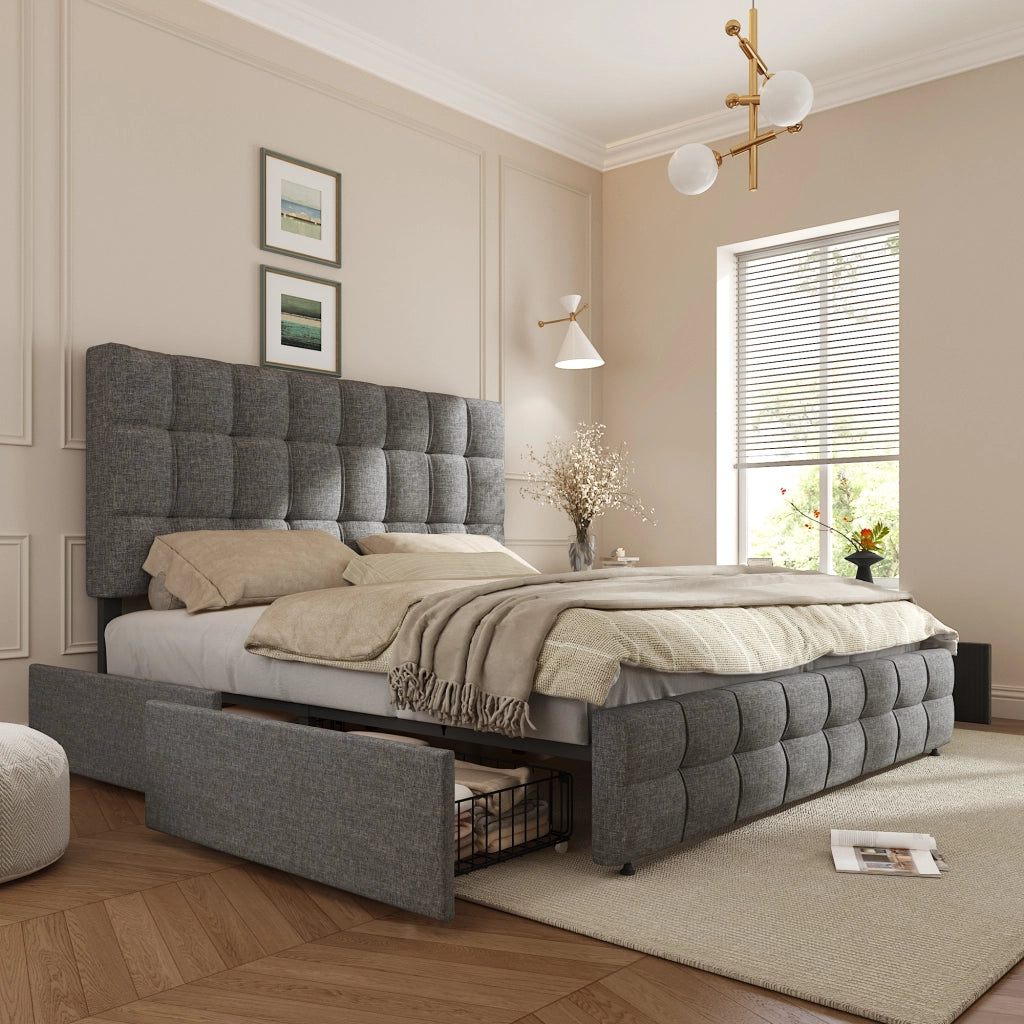 Letto matrimoniale contenitore 140x200 cm grigio