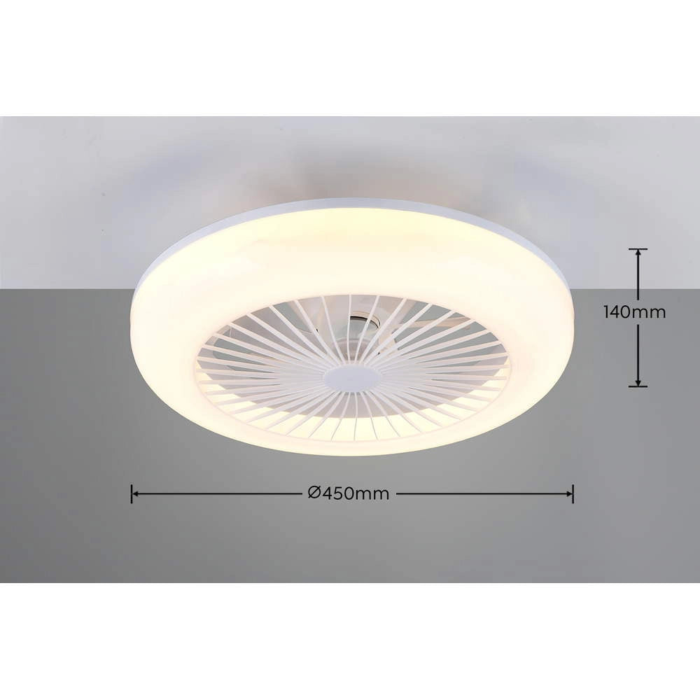 Ventilatore da Soffitto con Plafoniera LED 13W Timer Mora Trio