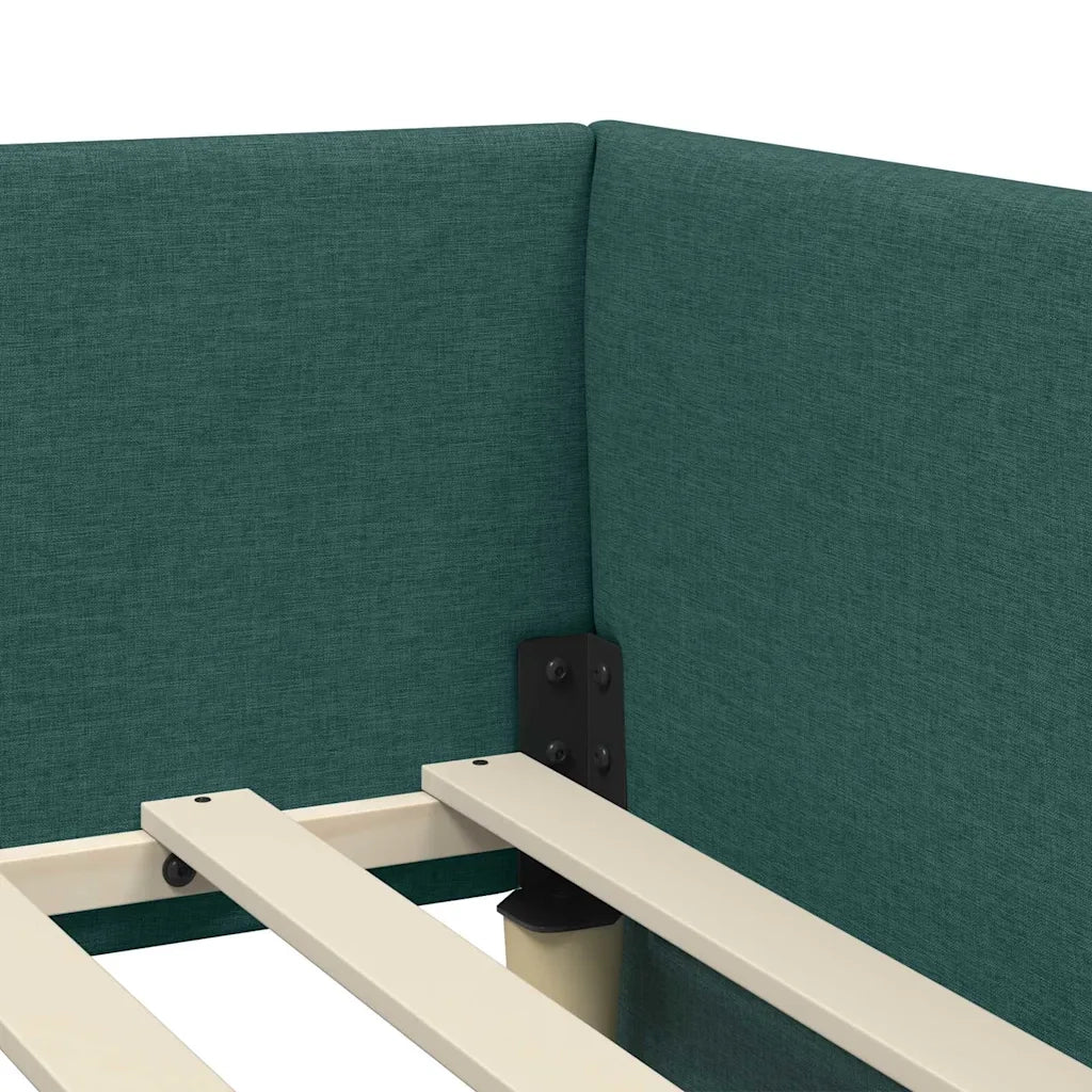 Letto singolo | Letto per adulti | Struttura Letto Angolare con Materasso 2 pcs Verde Tessuto