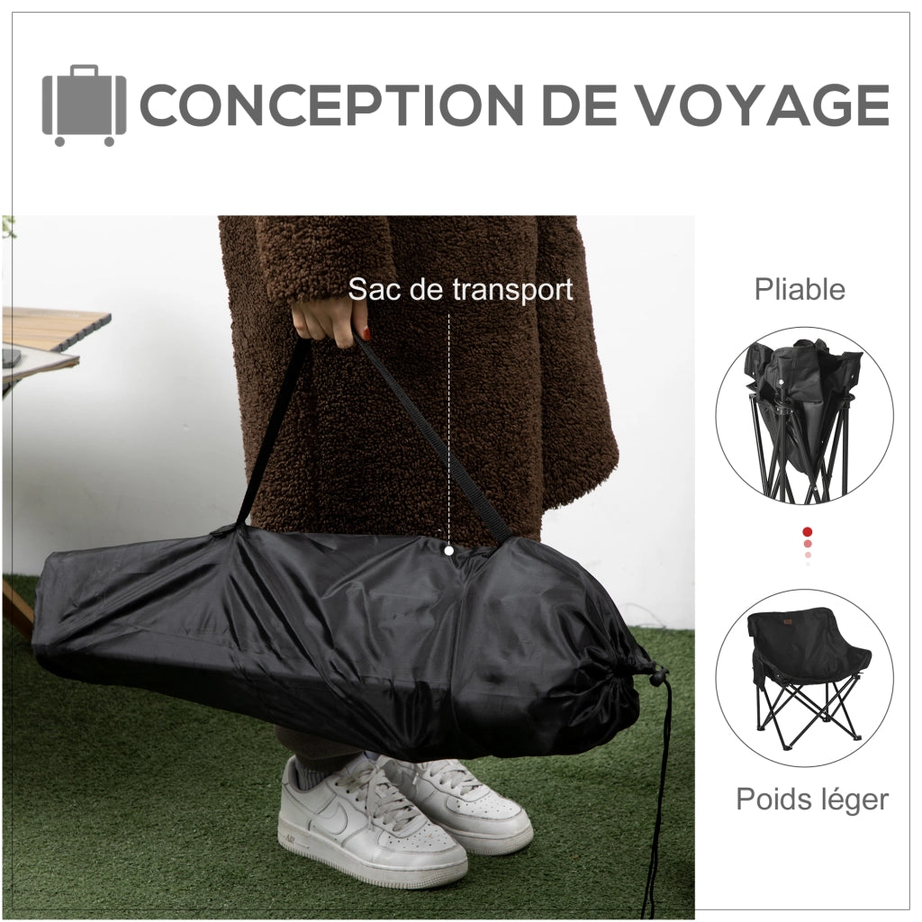 Sedia da camping pieghevole con borsa e tasca laterale ¨C Minimal ¨C Nero