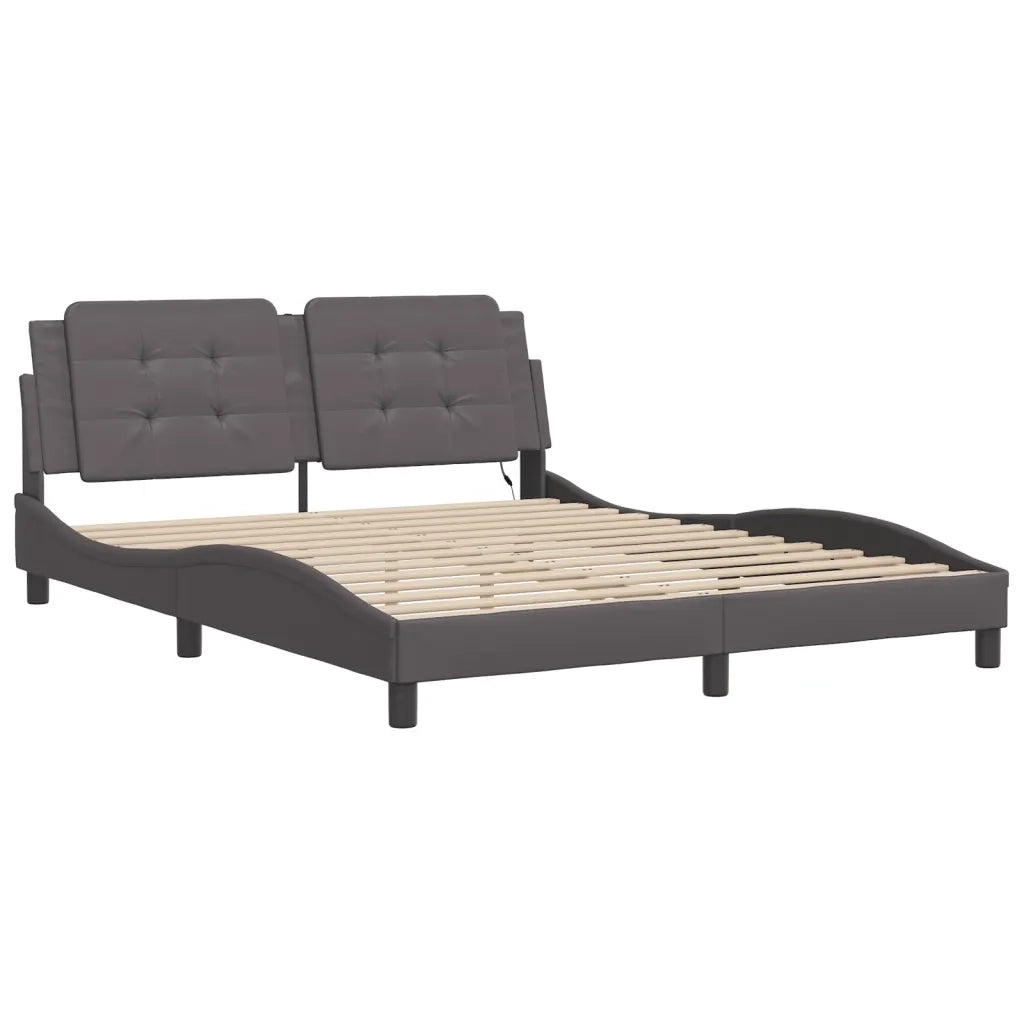 Letto matrimoniale | Letto per adulti | Giroletto con LED senza Materasso Zadar Grigio 160x200 cm