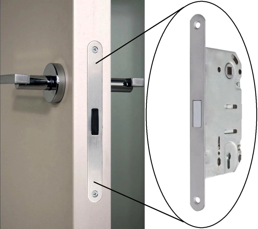 Serratura magnetica per porta scorrevole 50x8 mm ottonato