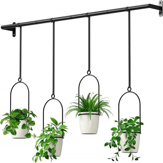 Set di 4 Piantoni Sospesi per Giardino di Erbe Indoor - Sospensione per Piante Indoor con Piantoni in Melamina, Corda Sospensore e Otre Moderno per Parete