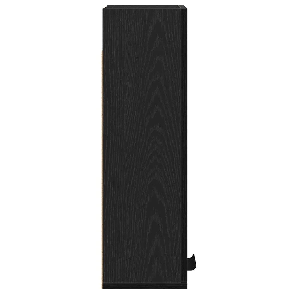 Mobile contenitore a parete in legno composito 32 x 20 x 67 cm salvaspazio design classico in legno nero 02_0051806