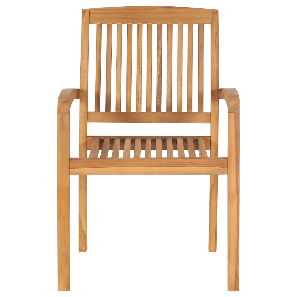 Sedie da Giardino Impilabili 4 pz con Cuscini Massello di Teak 3073224
