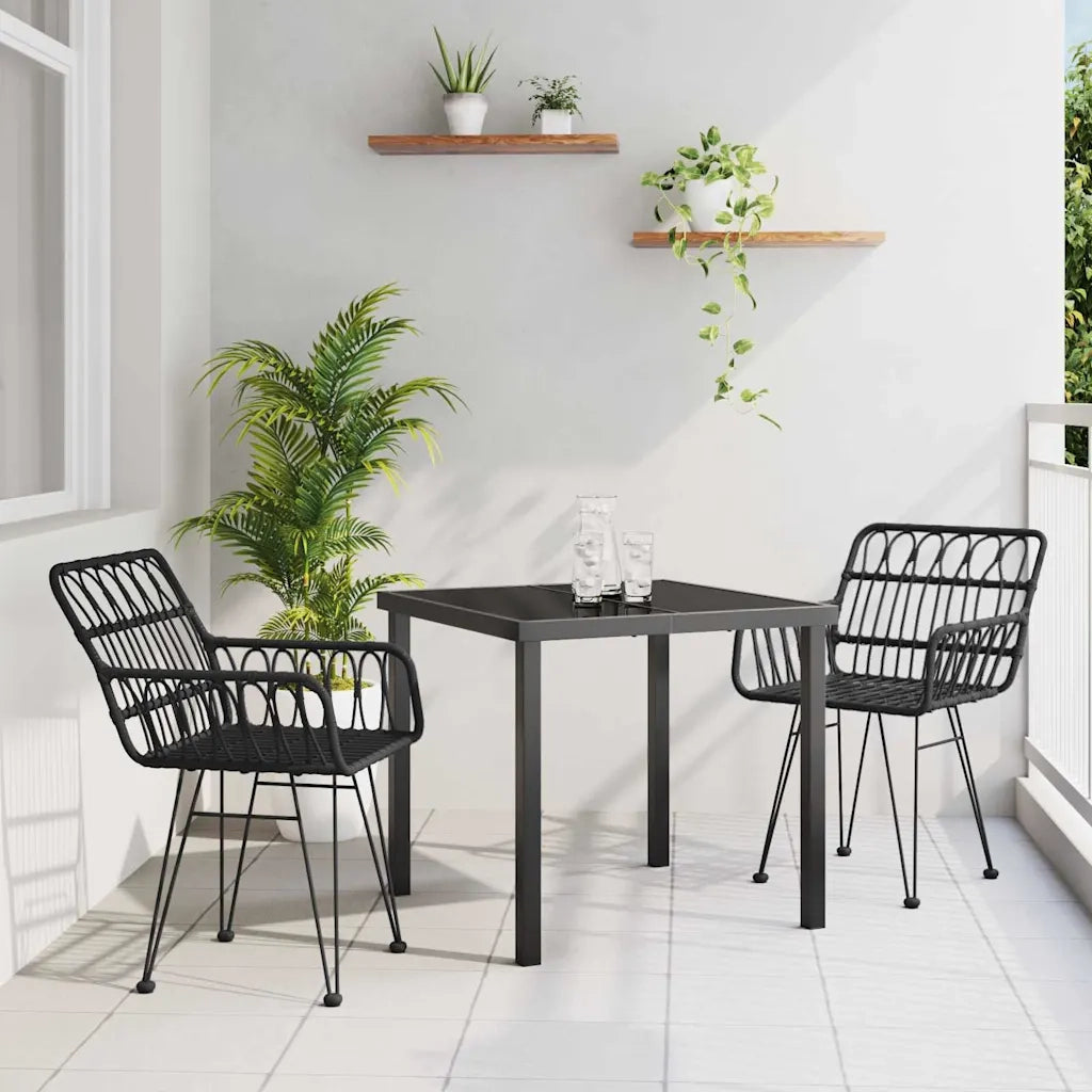 Set da Pranzo per Giardino 3 pz Nero 3379184