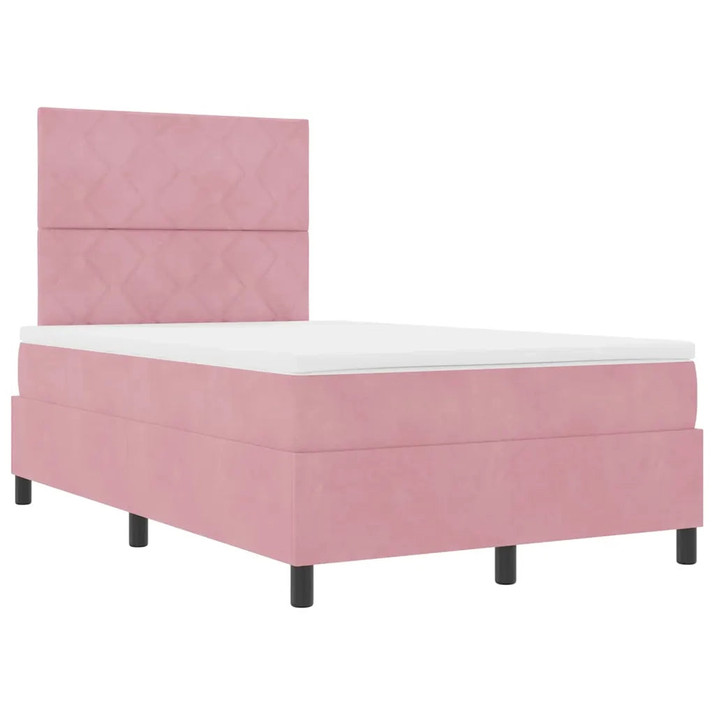Letto a Sorgente LED con materasso Rosa 120 x 200 cm Tessuto