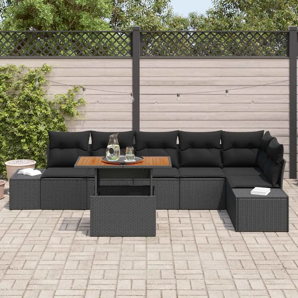 Set Divano da Giardino con archiviazione 7 pcs Nero Poly Rattan