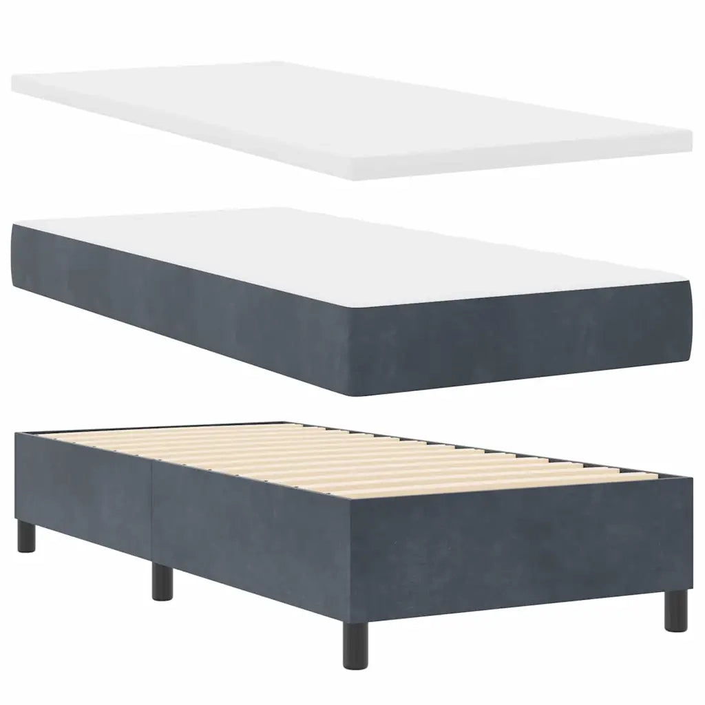 Letto a molle con materasso Grigio scuro 80 x 200 cm Velluto