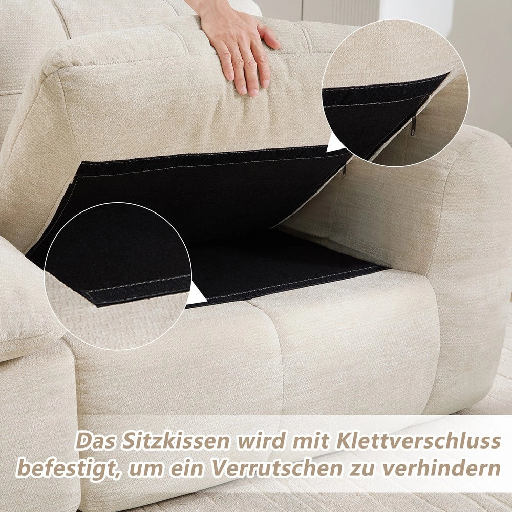 Divano 3 posti ¨C Minimal ¨C Beige tessuto chenille imbottito con cuscini