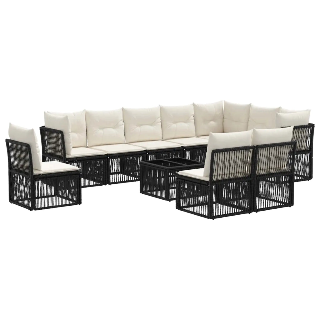 Set Divano da Giardino 11 pz Nero polyrattan 3434254