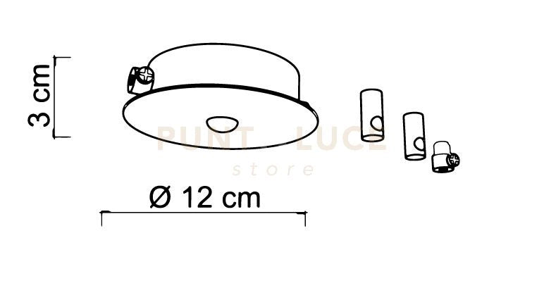 BASE-2R N Base a raggio d.12cm max 3 punti luce
