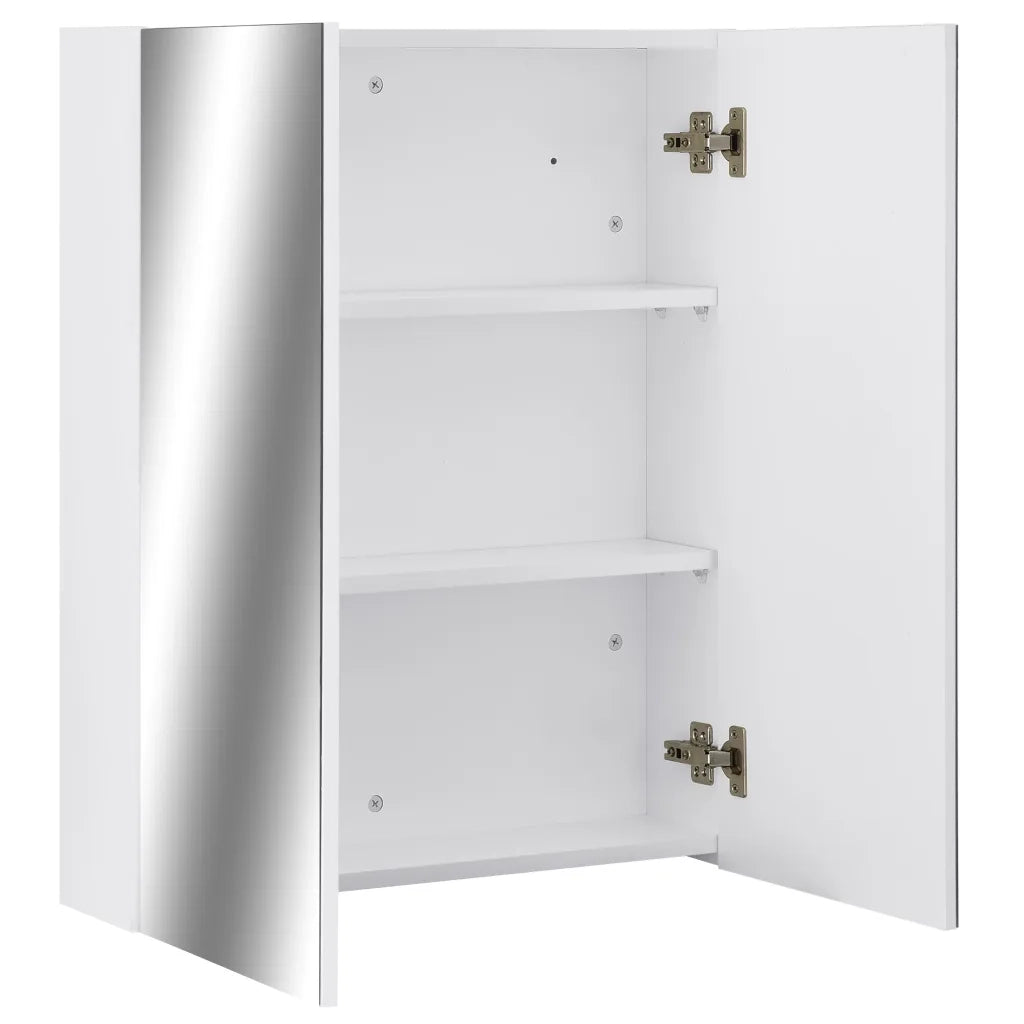 Armadietto a Specchio-Mobile con specchio Bianco 60x15x75 cm in MDF