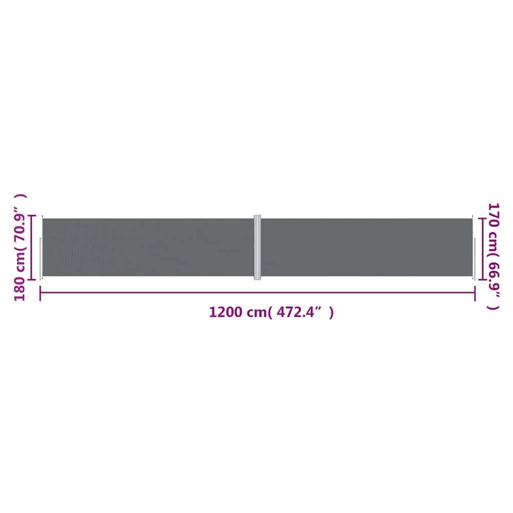 Extendable Side Awning, Anthracite, 180x1200 Cm